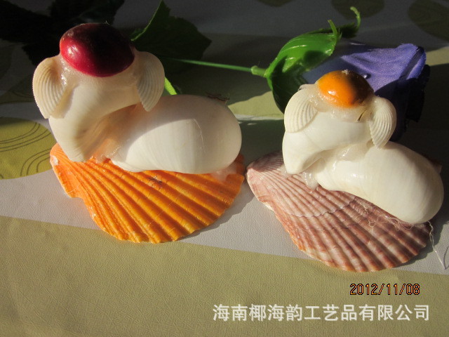 海南贝壳工艺品/海南贝壳小动物批发 可爱贝壳小动物/扇贝猪 创意