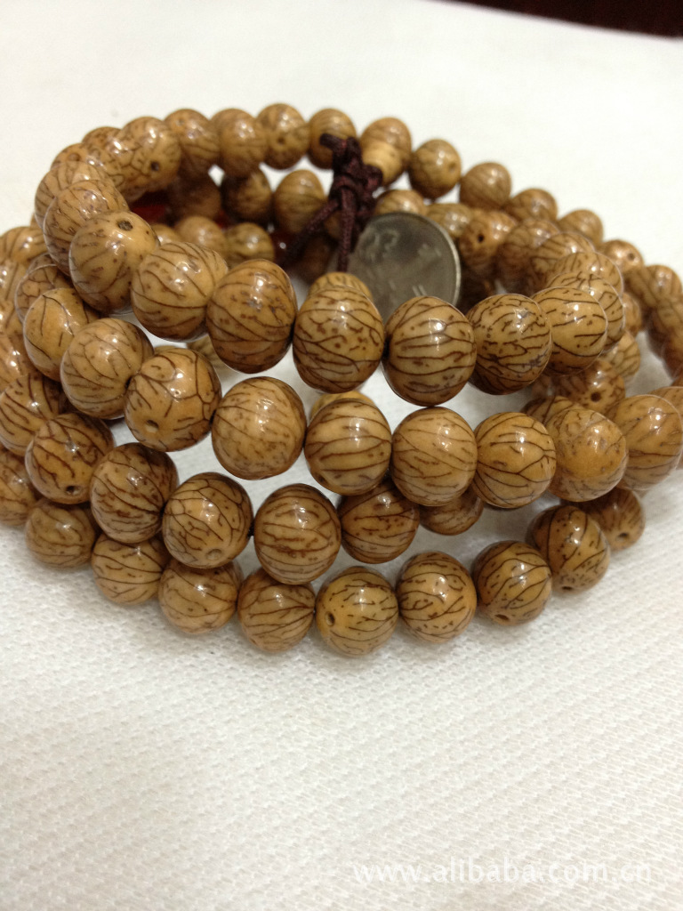 天然印度小金线菩提子10mm左右 佛珠108颗 念珠 手串 银线菩提