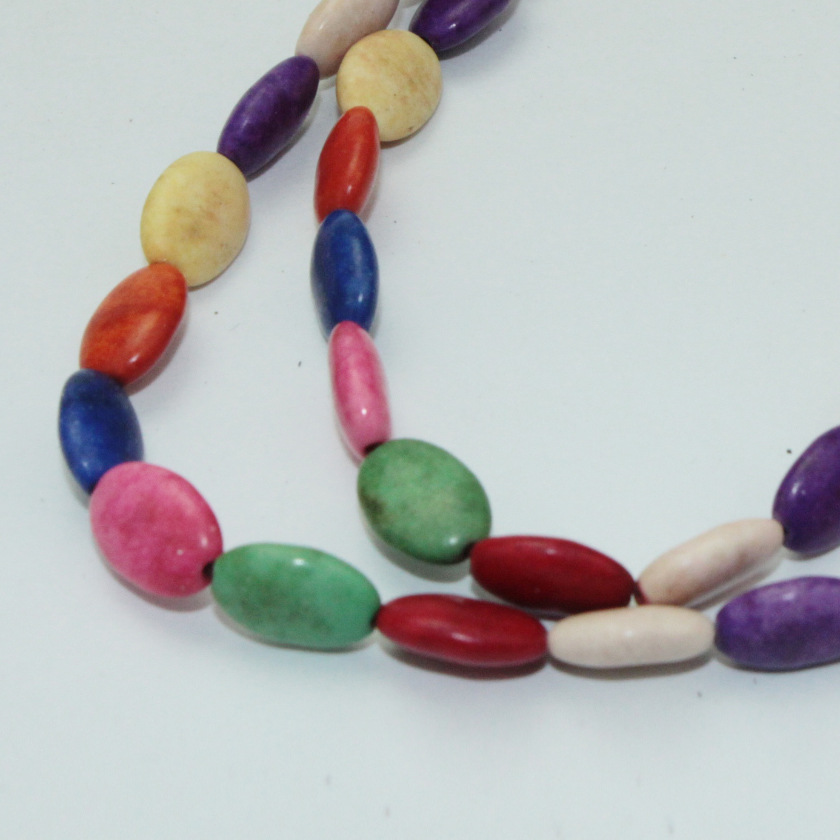 7*10mm扁椭圆天然石 diy饰品配件 天然石半成品 珠链配件