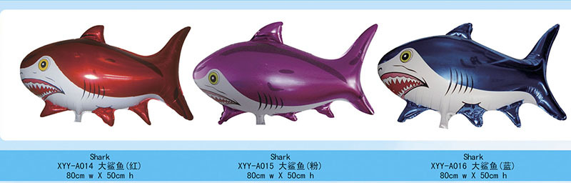 新品爆款秒杀氢气球批发卡通造型太空气球儿童玩具鲨鱼粉色蓝色