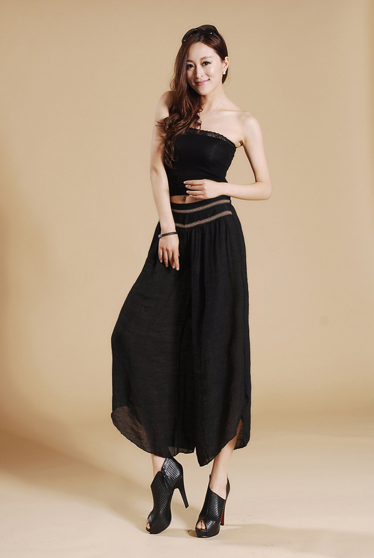 韩版女装阔腿裤新款大码不规则裤裙休闲灯笼裤哈伦裤45-925