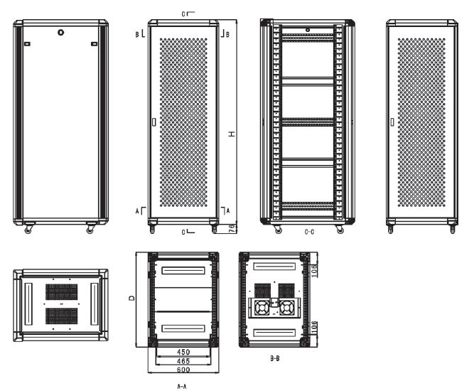 供应优质铝型材19英寸标准网络服务器机柜