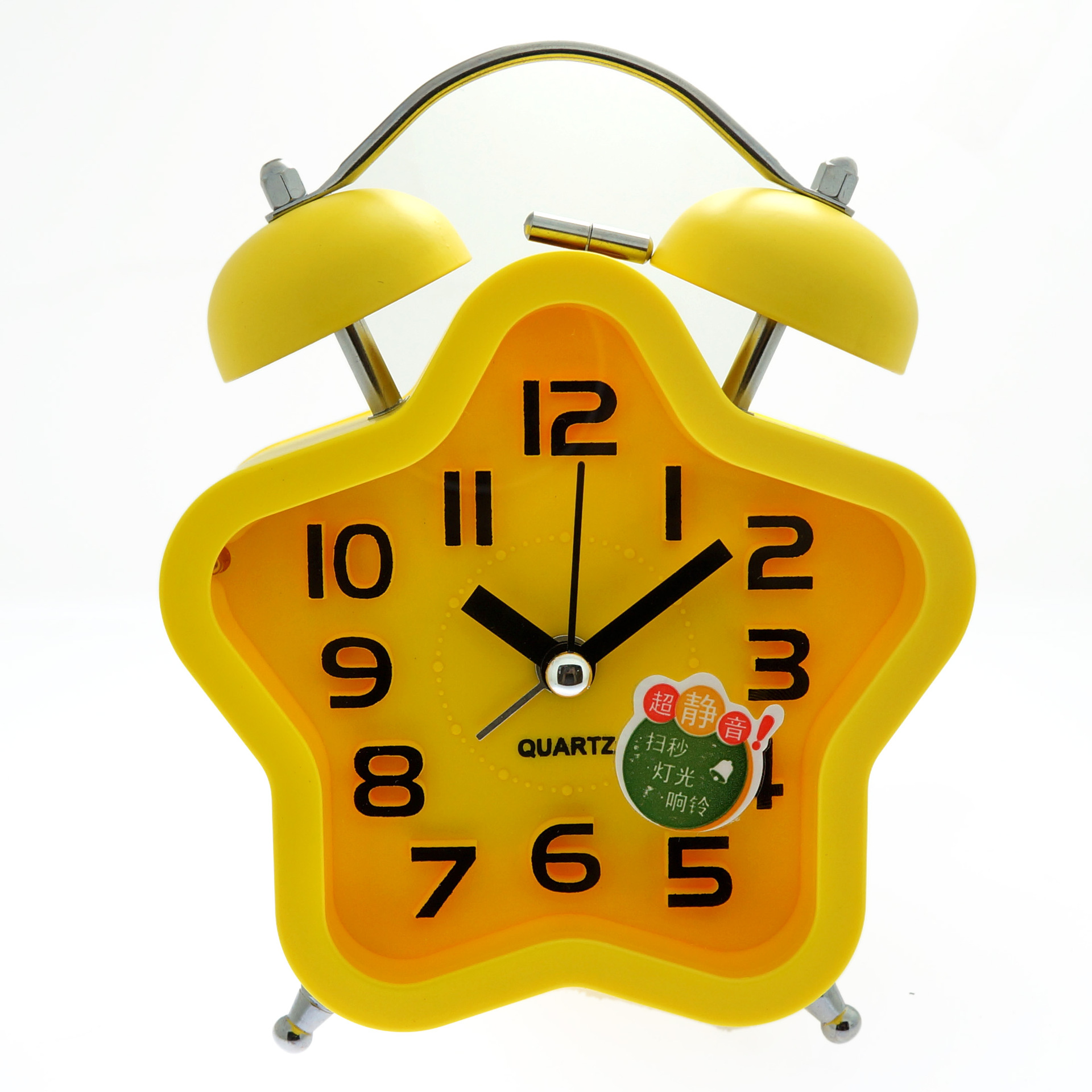 astina 使天娜 103mm 可爱五角形带灯双打铃静音闹钟 厂家直销