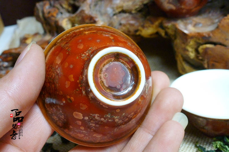 窑变精品 铁红釉盖碗十件套