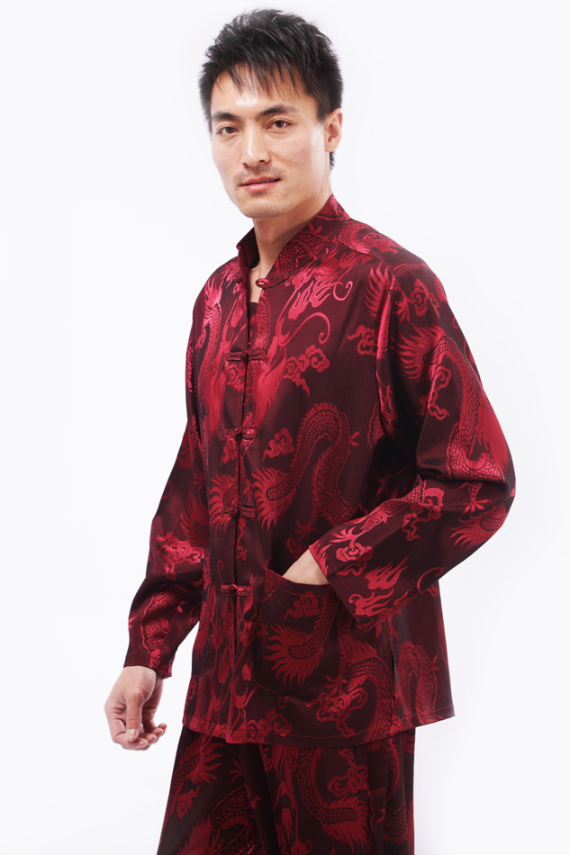 男士唐装男长袖上衣打底衫太极服 春秋中式上衣外套 立领