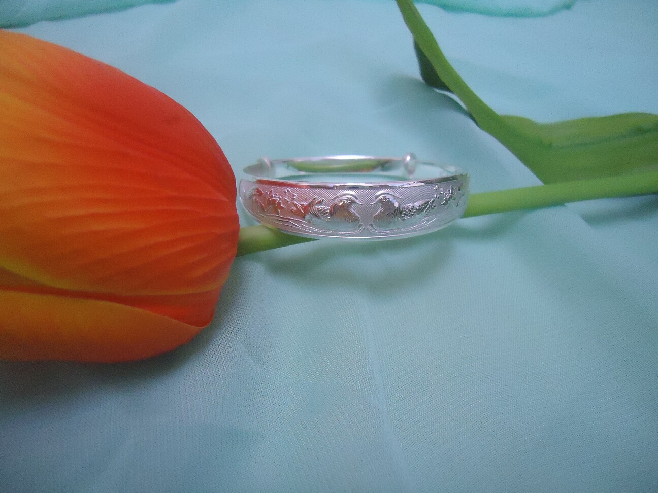 999纯银手镯 千足银保真 女式银饰 鸳鸯 工厂直销批发 特价元每克