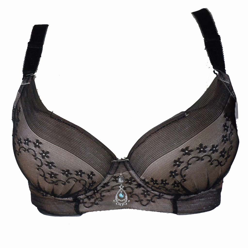 供应 精品文胸 网纱面绣花金属带钻装饰高雅女式内衣