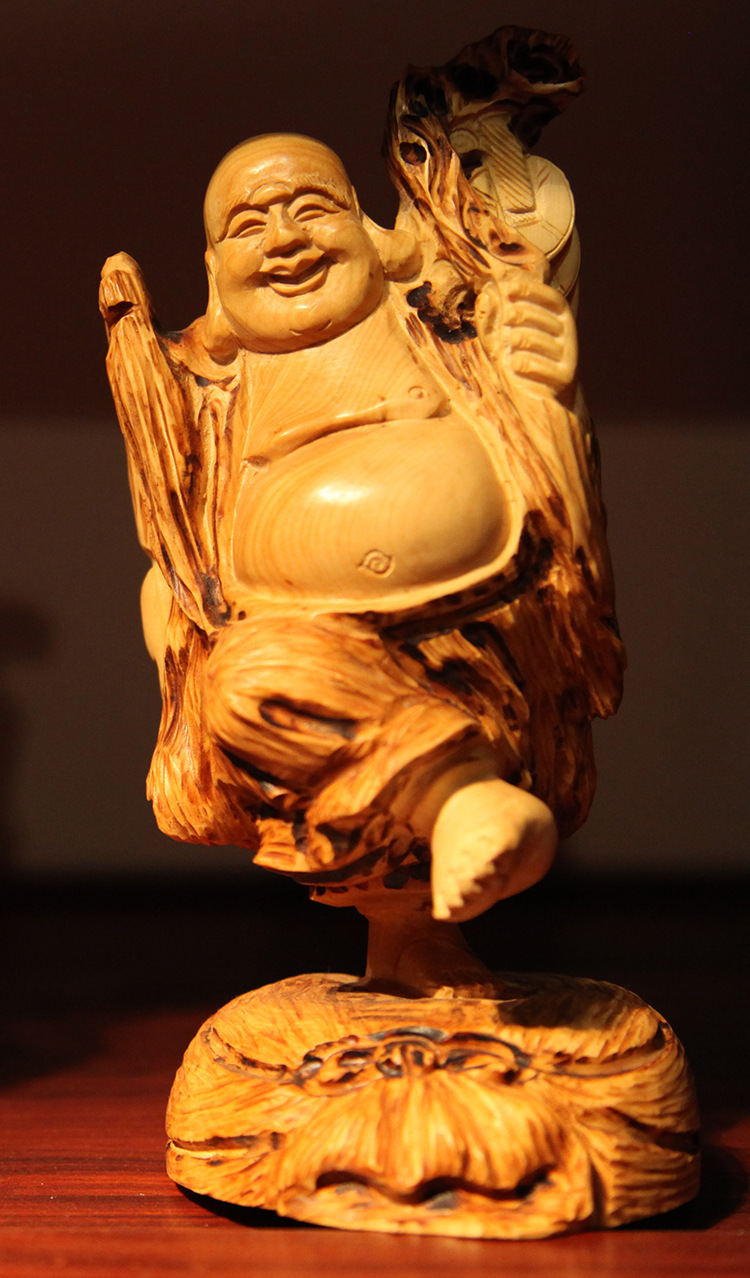 湖南全福堂 老挝大红酸枝红木雕刻工艺品 布袋和尚 收藏佳品