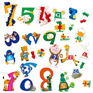 卡通趣味数字 字母动物贴纸儿童房幼儿园装饰 可移除墙贴ld626