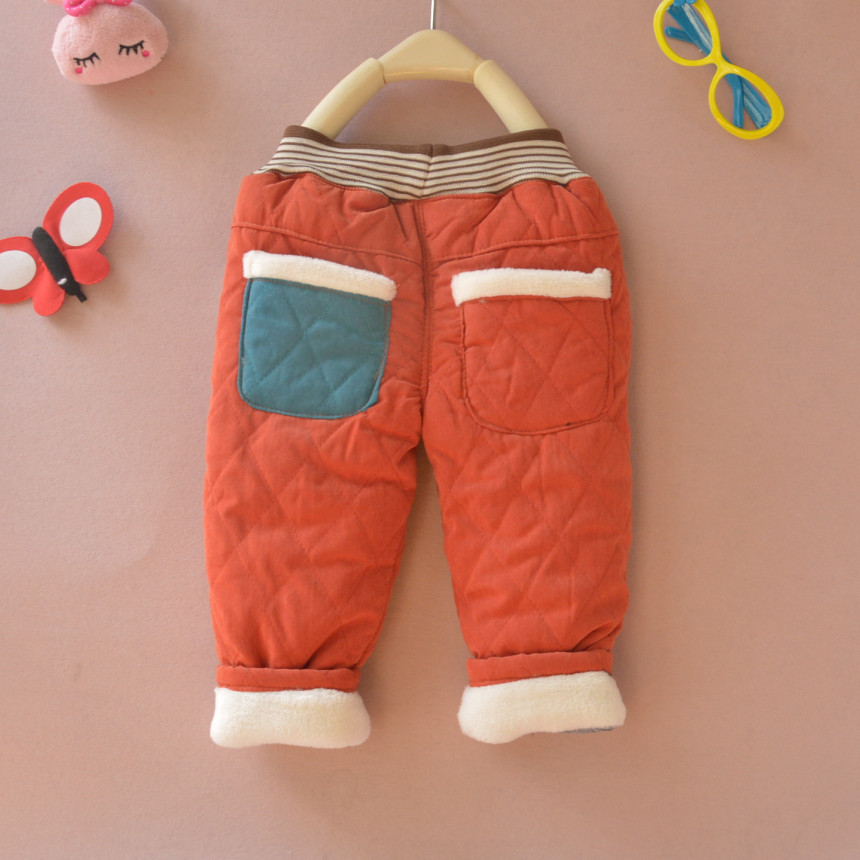 秋冬儿童棉裤 橘色熊宝宝童装 卡通棉裤 幼儿长裤 保暖棉裤子