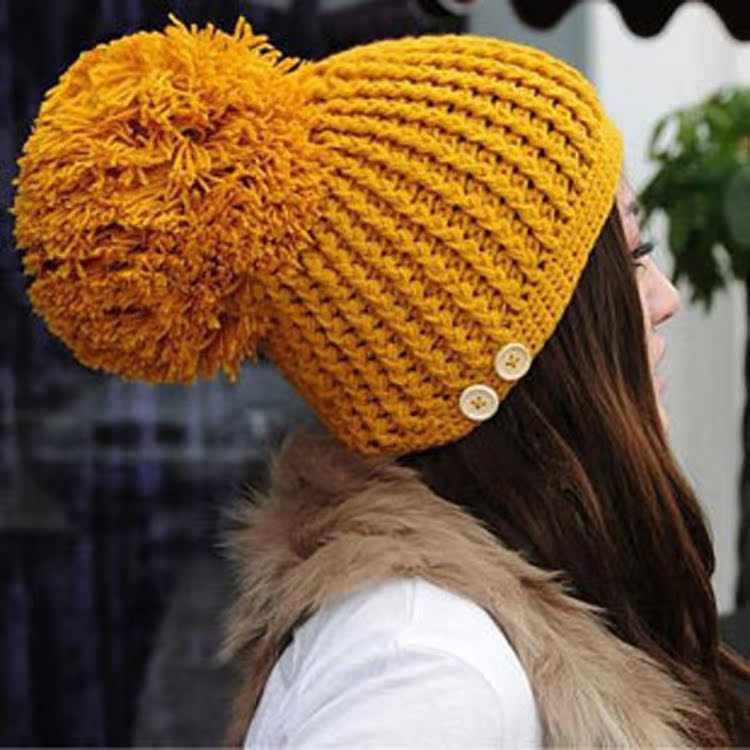 外贸款 新款女超级大球球扣子帽子