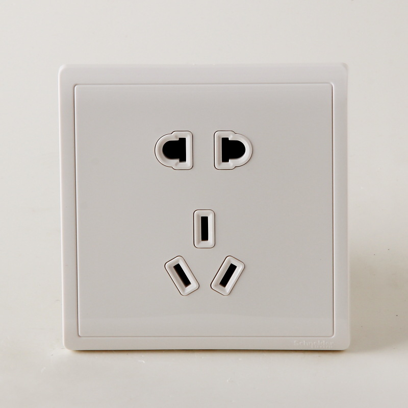 正品施耐德丰尚 10a 带保护门二/三极插座 二三孔 二三开插座面板