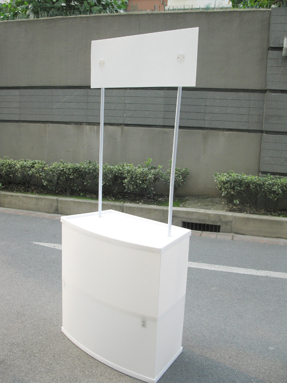 pp促销台折叠式促销台 广告促销桌优质促销台 弧形促销桌写真制作