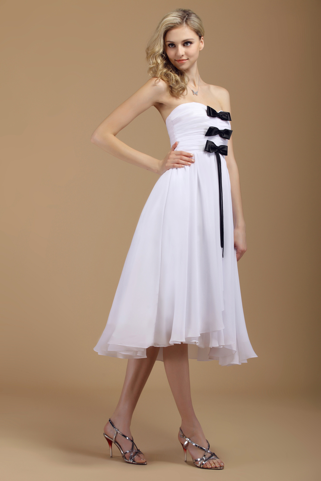 2013新款雪纺荷叶边抹胸婚纱礼服晚礼服小礼服连衣裙短款