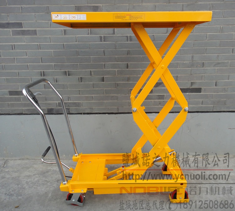 供连云港淮安诺力手动液压油压升降平台叉车载重350公斤升高1.3米