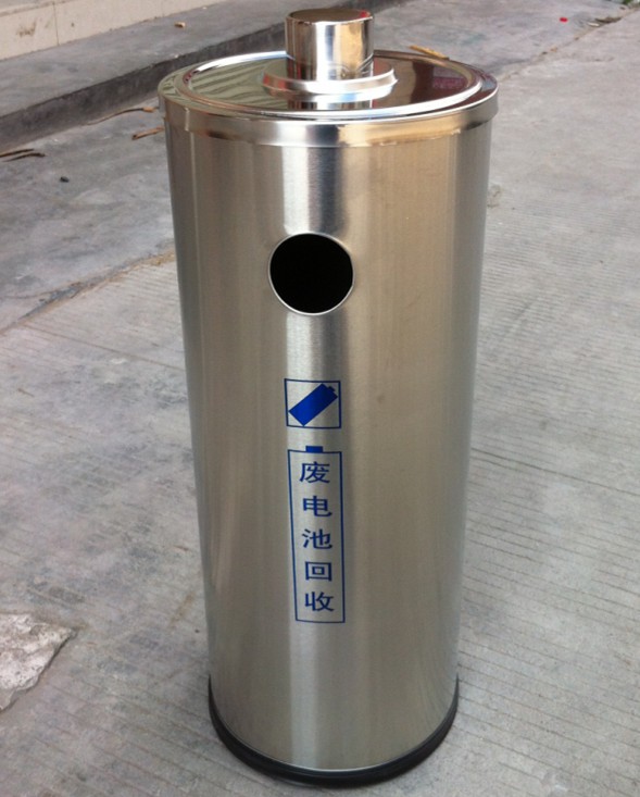 现货供应不锈钢圆形废电池回收桶 环卫垃圾桶 废电池桶
