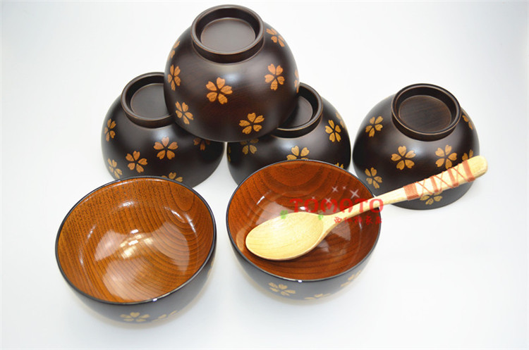 tomato樱花原味木汁碗 日式木制餐具 碗 木质碗图片_11