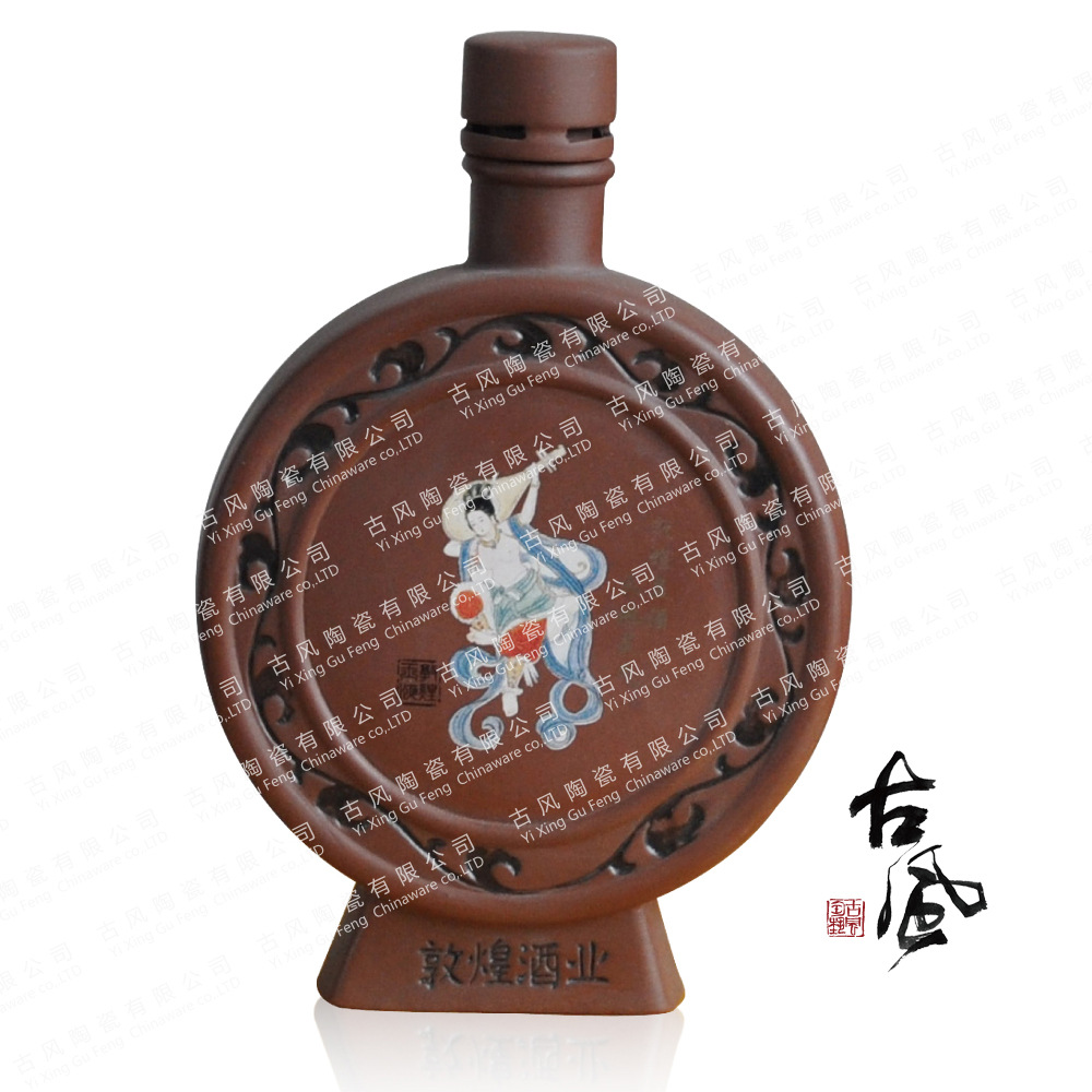 zs 37紫砂陶瓷酒瓶 擦釉 贴花纸工艺 500ml