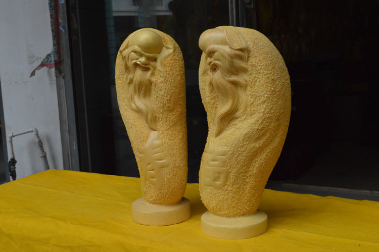 桧木 人物木雕工艺品 实木雕刻 福寿礼品摆件 木质品 家居装饰品图片