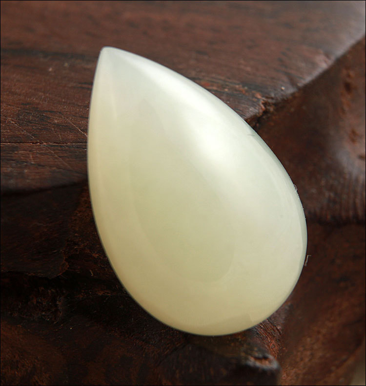 3a级韩国和田白玉水滴戒面 aj0130 蛋面厂家批发