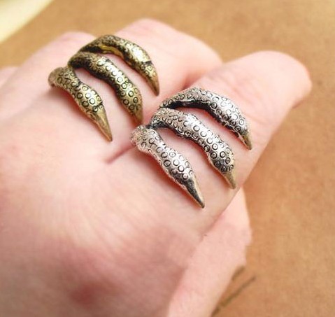 snn-1184 欧美新款 朋克尖爪恶魔纹理鹰爪子复古戒指 指环