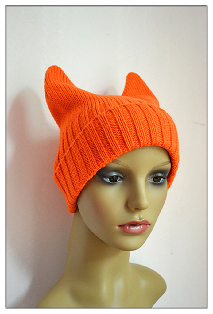 厂家供应生产针织羊角帽男女通用小孩尺寸都可0