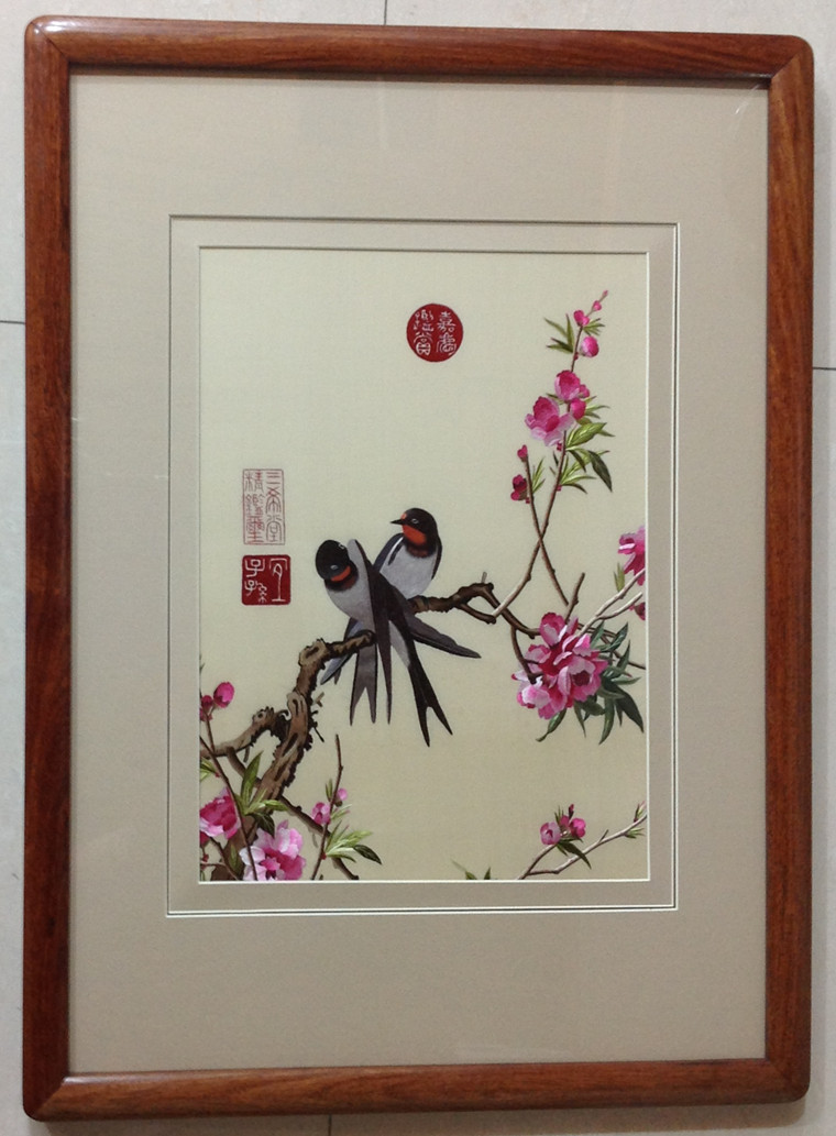 苏绣苏州刺绣纯手工剌绣中国风特色礼品客厅装饰郎世宁花鸟