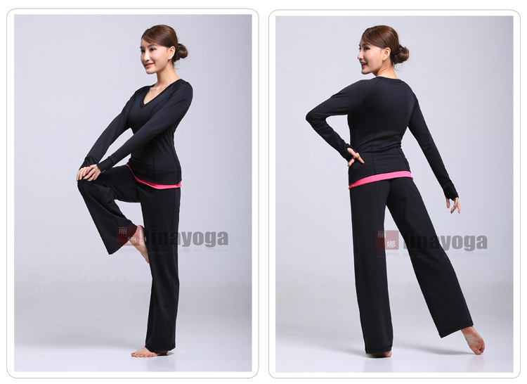 丽娜linayoga新款简洁活力v领瑜伽服长袖 ln1505图片
