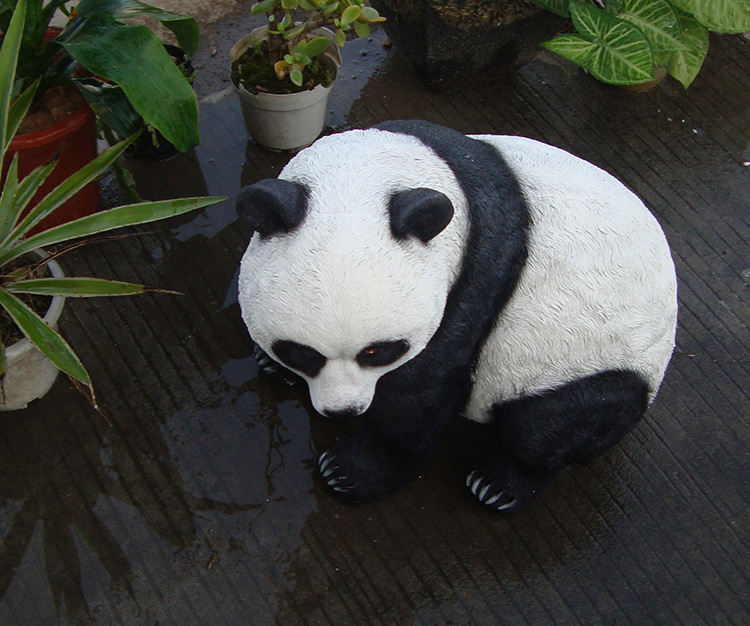 树脂工艺品摆件批发 创意个性仿生熊猫庭院工艺装饰工艺品摆饰
