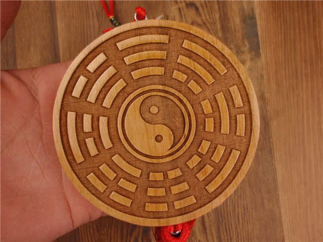 山水-bg-003 桃木圆八卦摆件 精雕桃木室内装饰挂件批发