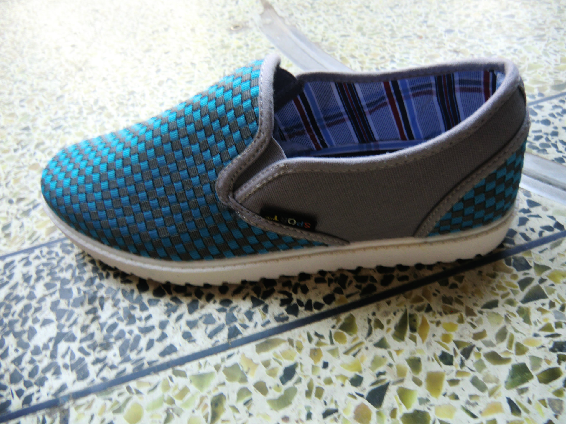 厂家直销 2013新款 低价批发休闲鞋温州瑞安男鞋编织套脚方格单鞋