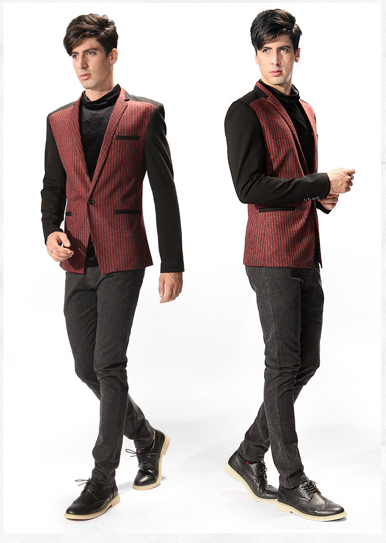 aj正装新郎条纹韩版休闲修身男士西服男西装男小西装男装外套批发