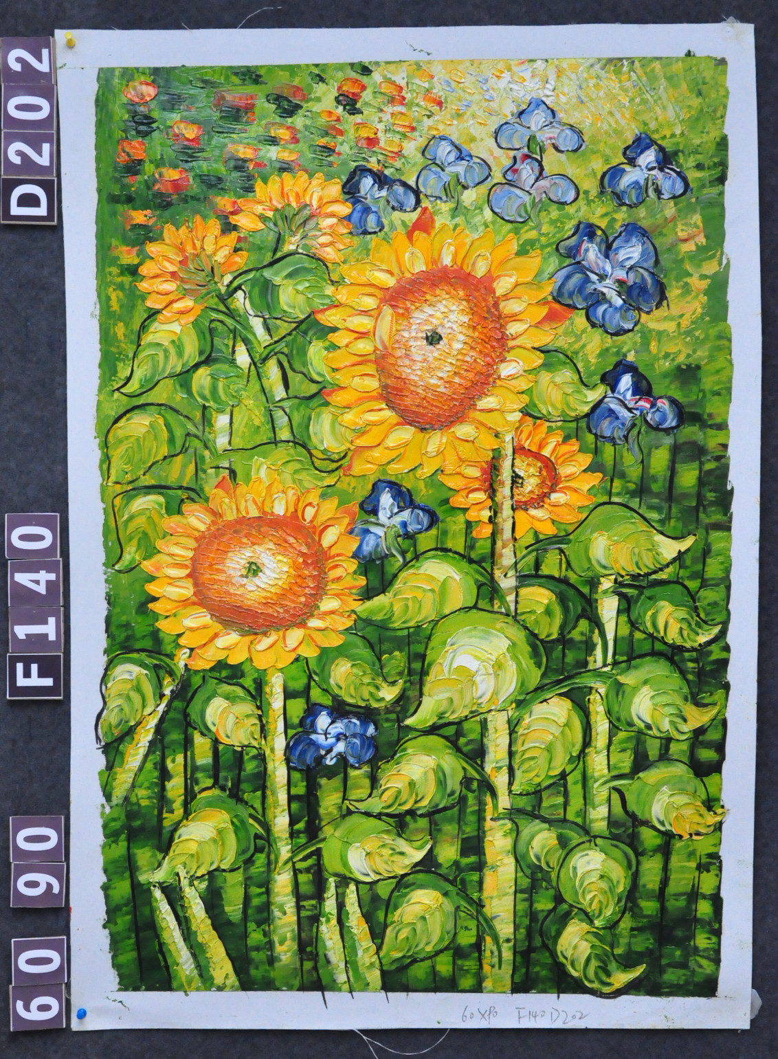 手绘油画 大量画芯 现货批发 写意向日葵/60*90竖版d202