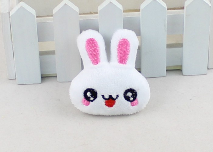 毛绒卡通兔子动物头订做 义乌刺绣打样公仔袜子配件 毛布料绣花