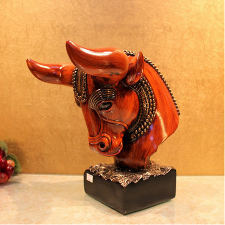 美屋 环保树脂工艺 欧式风格 家居装饰 牛气冲天 牛头摆件gb132