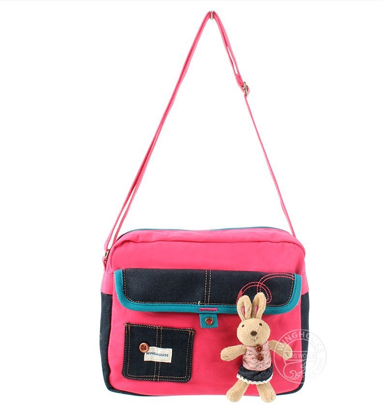 韩国正品winghouse小熊兔子儿童单肩包 斜挎包 小学生休闲斜背包