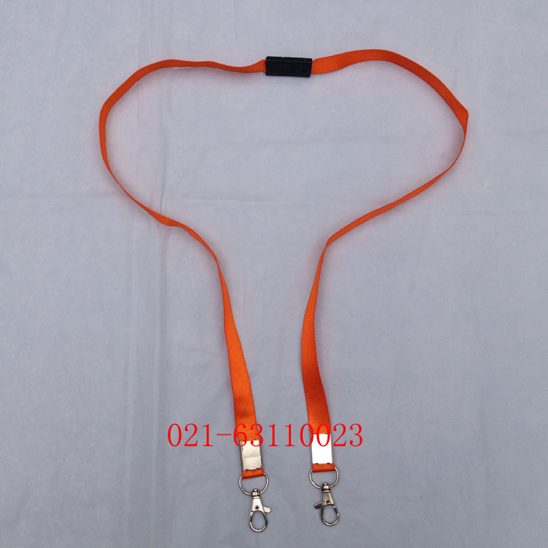 批发1.5cm橙色双钩装安全扣吊绳 手机挂绳 胸卡吊绳