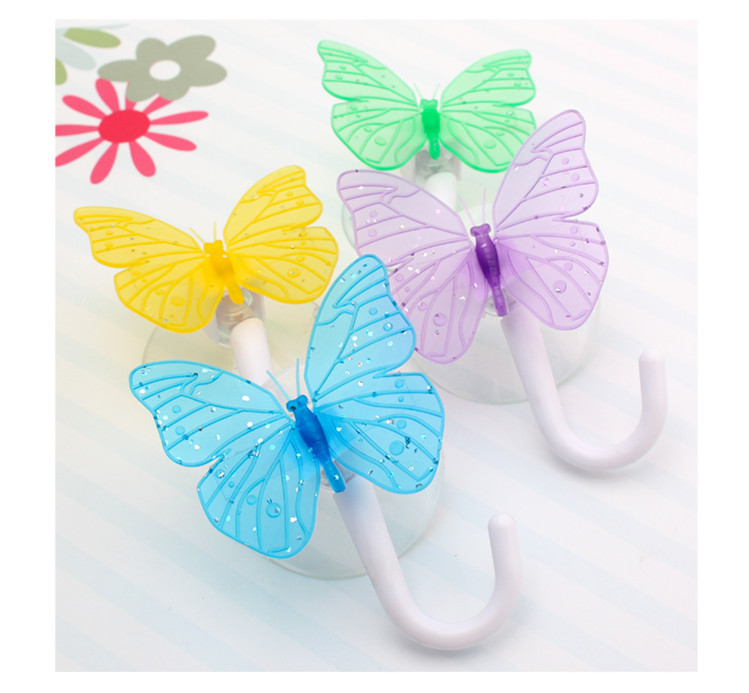 c035 创意家居 蝴蝶强力吸盘2个装 挂钩 挂衣钩 家居.