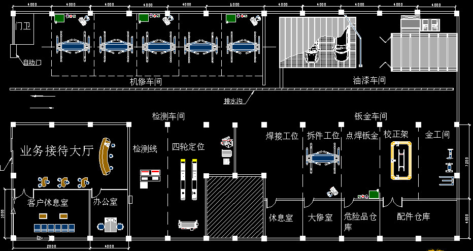 大型汽修厂厂房规划图图片