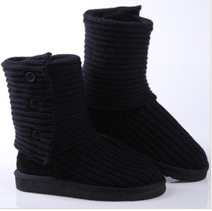 针织毛线内里羊毛保暖修腿2穿毛线靴雪地靴女 5819