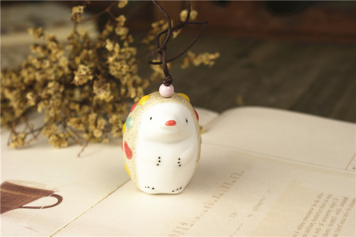 【f20景德镇陶瓷工艺品 刺猬陶瓷风铃|创意日式家居挂饰|生日礼物】江