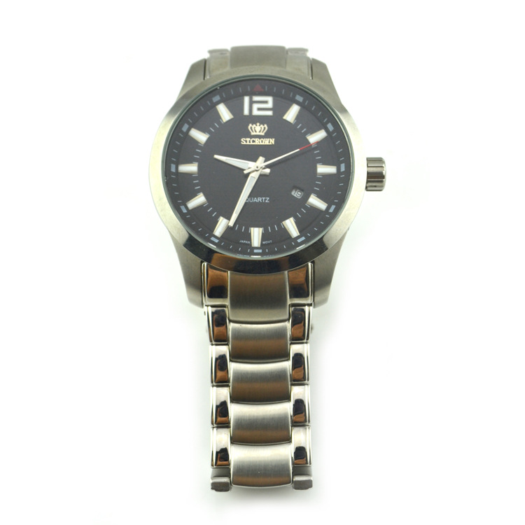 2013新款手表stcrown皇冠黑色瑞士男士石英手表重庆供应