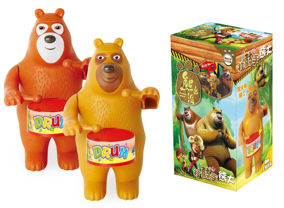 直销 热播熊出没 熊大熊二上链打鼓玩具 (二款混装)批发