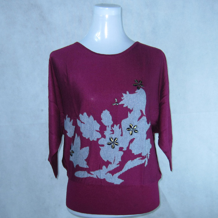 新款女装春夏热销桑蚕丝女式套头中老年中袖蝙蝠衫