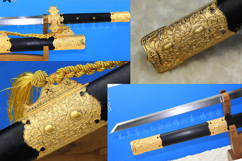 未开刃 龙泉刀剑 查氏刀剑 精品唐刀 直刀 金碧辉煌-唐刀