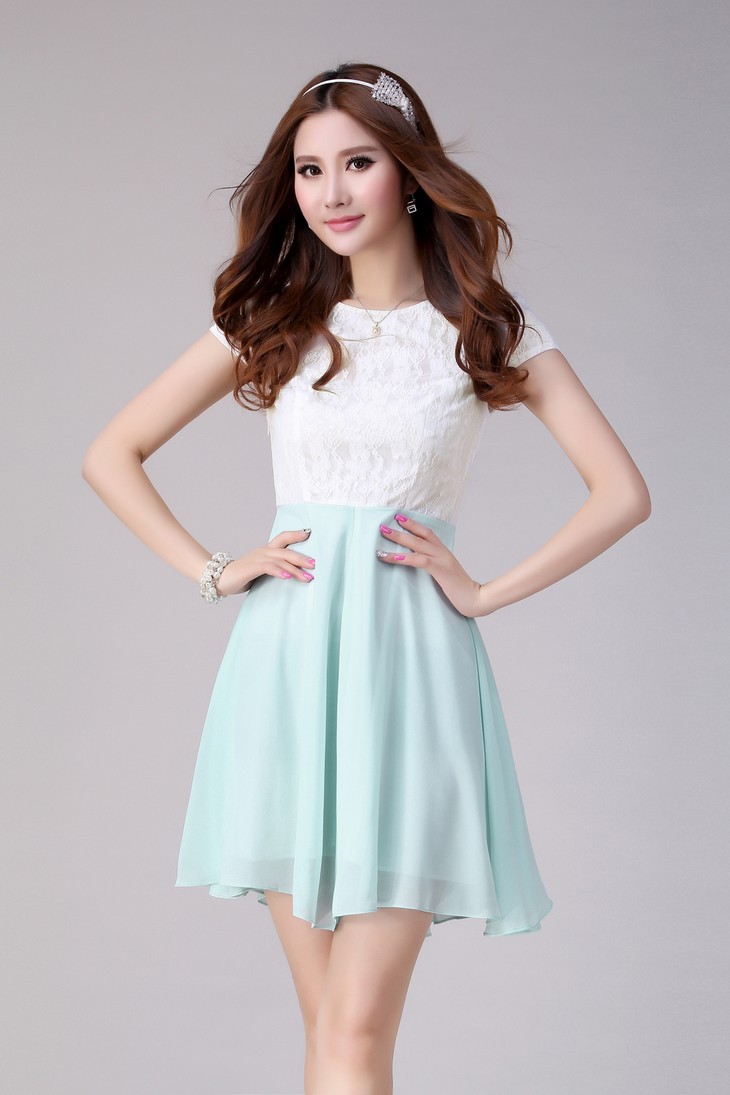 2013实拍爆款蕾丝公主款短袖连衣裙 1071