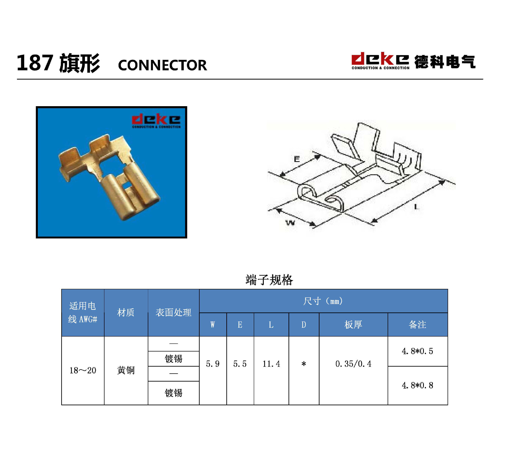 工廠直銷 187/4.8旗形插簧 187端子 連帶接線端子 高品環保圖片,工廠