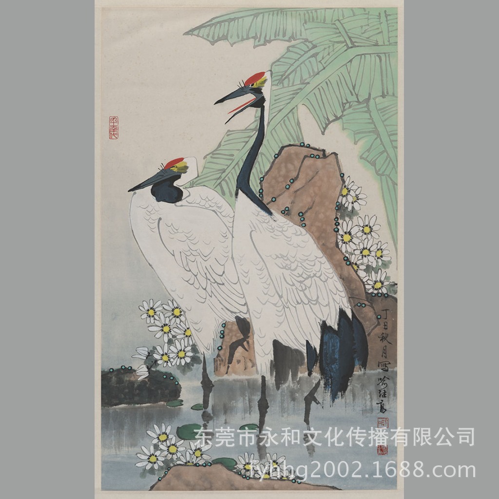 【永和藝品 高仿名家字畫批發】喻繼高 仙鶴圖立軸53×86