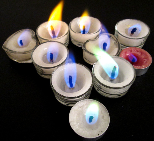 彩色火焰玻璃杯茶蜡杯蜡 6种火焰效果 彩焰蜡烛生产批发