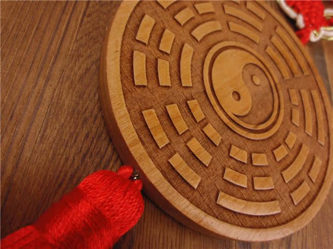 山水-bg-003 桃木圆八卦摆件 精雕桃木室内装饰挂件批发